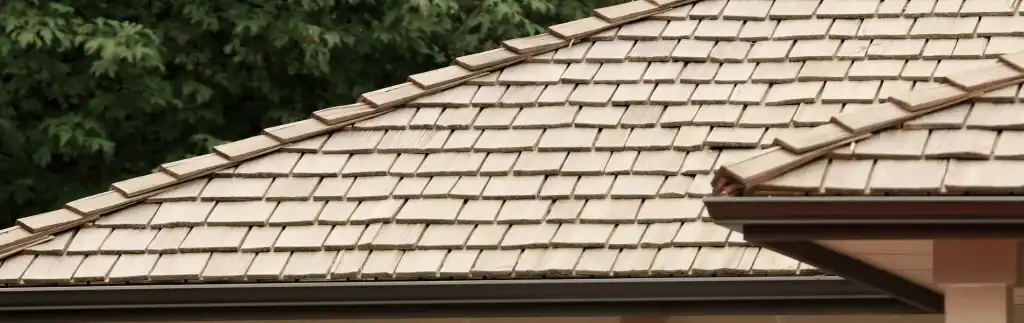 Cedar shake roof being installed by Home Team Construction. Expert craftsmanship for durable, attrac.