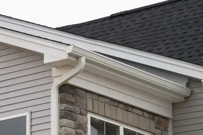 Gutter replacement service by Home Team Construction in St. James, NY, ensuring durable and efficien.